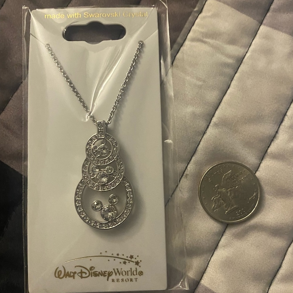Walt Disney World Mickey Mouse Swarovski Crystal silver necklace from parks ✨✨